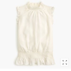 J Crew mockneck smocked top in crinkle chiffon